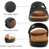 KuaiLu Womens Fashion Orthotic Slides Arch Support Slip On Walking Sandals(Black Khaki)
