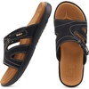 KuaiLu Womens Fashion Orthotic Slides Arch Support Slip On Walking Sandals(Black Khaki)