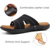 KuaiLu Womens Fashion Orthotic Slides Arch Support Slip On Walking Sandals(Black Khaki)