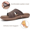 KuaiLu Womens Fashion Orthotic Slides Arch Support Slip On Walking Sandals(Brown)