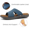 KuaiLu Womens Fashion Orthotic Slides Arch Support Slip On Walking Sandals(Denim Blue)
