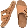 KuaiLu Womens Fashion Orthotic Slides Arch Support Slip On Walking Sandals(Khaki)