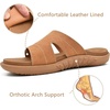 KuaiLu Womens Fashion Orthotic Slides Arch Support Slip On Walking Sandals(Khaki)