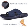 KuaiLu Womens Fashion Orthotic Slides Arch Support Slip On Walking Sandals(Navy Blue)