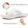 KuaiLu Womens Fashion Orthotic Slides Arch Support Slip On Walking Sandals(White)
