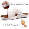 KuaiLu Womens Fashion Orthotic Slides Arch Support Slip On Walking Sandals(White Khaki)