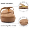 KuaiLu Womens Flip Flops Arch Support Yoga Mat Cushioned Thong Sandals(Beige)