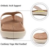 KuaiLu Womens Flip Flops Arch Support Yoga Mat Cushioned Thong Sandals(Beige White)