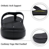 KuaiLu Womens Flip Flops Arch Support Yoga Mat Cushioned Thong Sandals(Black)