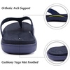 KuaiLu Womens Flip Flops Arch Support Yoga Mat Cushioned Thong Sandals(Dark Blue)