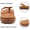 KuaiLu Womens Flip Flops Arch Support Yoga Mat Cushioned Thong Sandals(Khaki)