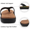 KuaiLu Womens Flip Flops Arch Support Yoga Mat Cushioned Thong Sandals(Khaki Black)