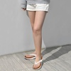 KuaiLu Womens Flip Flops Arch Support Yoga Mat Cushioned Thong Sandals(White Khaki)