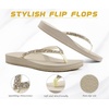 KuaiLu Women’s Rhinestone Flip Flops Arch Support Yoga Mat Cushion Sandals(Beige White)