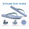 KuaiLu Women’s Rhinestone Flip Flops Arch Support Yoga Mat Cushion Sandals(Light Blue)