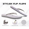 KuaiLu Women’s Rhinestone Flip Flops Arch Support Yoga Mat Cushion Sandals(Silver White)