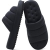KuaiLu Cozy Memory Foam Slippers For Men – All-Season Warm House Shoes(All Black)