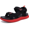 KuaiLu Mens Hiking Sandals with Orthopedic Arch Support Footbed(Black/Red)