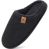 KuaiLu Mens House Memory Foam Slippers with Comfortable Warm Plush Lining(Black)