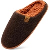 KuaiLu Mens House Memory Foam Slippers with Comfortable Warm Plush Lining(Brown)