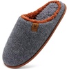 KuaiLu Mens House Memory Foam Slippers with Comfortable Warm Plush Lining(Grey Brown)