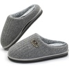 KuaiLu Men’s Orthopedic Memory Foam Slippers – Fashion Casual Wool-blend Stripe Knitted with Warm Sherpa Plush Lining – Winter Men’s Mule Scuff Non-slip House Slippers – Size 7-14