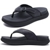 KuaiLu Mens Orthotic Cushion Flip Flops Athletic Recovery Walking Sandals(Black)