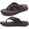 KuaiLu Mens Orthotic Cushion Flip Flops Athletic Recovery Walking Sandals(Dark Brown)