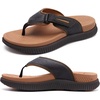 KuaiLu Mens Orthotic Cushion Flip Flops Athletic Recovery Walking Sandals(Khaki Brown)