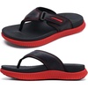 KuaiLu Mens Orthotic Cushion Flip Flops Athletic Recovery Walking Sandals(Red Black)