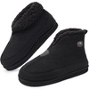 KuaiLu Mens Slippers Booties With Plush Lining Winter Warm House Shoes(All Black)