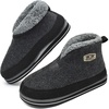 KuaiLu Mens Slippers Booties With Plush Lining Winter Warm House Shoes(Grey)