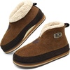KuaiLu Mens Slippers Booties With Plush Lining Winter Warm House Shoes(Khaki)