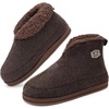 KuaiLu Mens Slippers Booties With Plush Lining Winter Warm House Shoes(Reddish Brown)