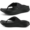 KuaiLu Recovery Flip Flops for Women Sport Thong Sandals(All Black（go One Size Up）)