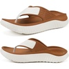 KuaiLu Recovery Flip Flops for Women Sport Thong Sandals(Khaki White（go One Size Up）)