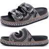 KuaiLu Womens Bling Sandals with Arch Support Orthopedic Rhinestones Slides(All Black)