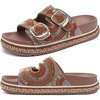 KuaiLu Womens Bling Sandals with Arch Support Orthopedic Rhinestones Slides(Brown)