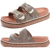 KuaiLu Womens Bling Sandals with Arch Support Orthopedic Rhinestones Slides(Khaki)