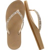 KuaiLu Women’s Rhinestone Flip Flops Arch Support Yoga Mat Cushion Sandals(Beige)