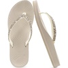 KuaiLu Women’s Rhinestone Flip Flops Arch Support Yoga Mat Cushion Sandals(Beige White)