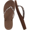 KuaiLu Women’s Rhinestone Flip Flops Arch Support Yoga Mat Cushion Sandals(Brown)