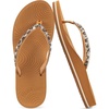 KuaiLu Women’s Rhinestone Flip Flops Arch Support Yoga Mat Cushion Sandals(Khaki)