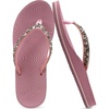 KuaiLu Women’s Rhinestone Flip Flops Arch Support Yoga Mat Cushion Sandals(Pink)
