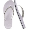 KuaiLu Women’s Rhinestone Flip Flops Arch Support Yoga Mat Cushion Sandals(Silver White)