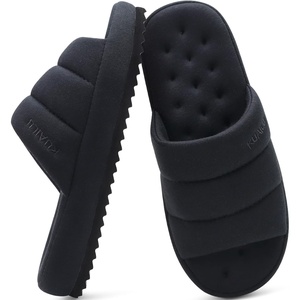 KuaiLu Cozy Memory Foam Slippers For Men – All-Season Warm House Shoes(All Black)