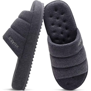KuaiLu Cozy Memory Foam Slippers For Men – All-Season Warm House Shoes(Grey)