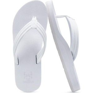 KuaiLu Flip Flops for Women with Arch Support Summer Beach Thong Sandals(All White)