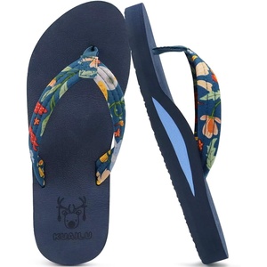 KuaiLu Flip Flops for Women with Arch Support Summer Beach Thong Sandals(Navy Blue)