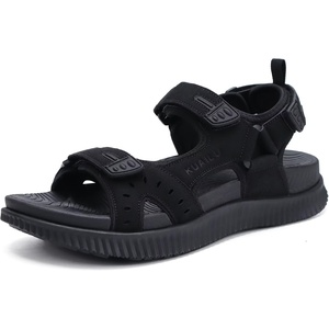 KuaiLu Mens Hiking Sandals with Orthopedic Arch Support Footbed(Black)